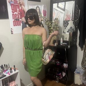 Jodi Kristopher Strapless Bright Green Tube Dress